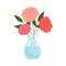 Beautiful Rose Flowers in Vase, Bouquet of Blooming Flowers for Interior Decoration Vector Illustration