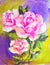 Beautiful roses, oil painting