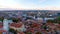 Beautiful rotating aerial Vilnius city Old town panorama on sunny autumn evening