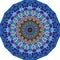 Beautiful round carpet with a mandala in the center and a blue decorative frame. Indian, Turkish, Moroccan motifs. Interior design