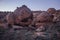 Beautiful round sandstones in rocky desert in western Kazakhstan