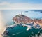 Beautiful Rovinj at sunset. Aerial photo. The old town of Rovinj, Istria, Croatia