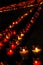 Beautiful row of red funeral candles