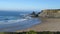 Beautiful rugged cliffs on the Atlantic shore in Algarve Portugal