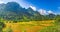 Beautiful rural landscape.Vang Vieng, Laos. Panorama