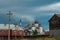 Beautiful russian Solovki Monastery at summer day