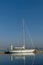 Beautiful sailing boat docked alongside the pier at the marina of Lorient, Brittany France