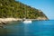 Beautiful sailing yacht in the marina. Mediterranean Sea, Greece