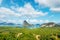 Beautiful Samet Nangshe Viewpoint with Andaman sea in Phang Nga Bay at evening, near Phuket, Thailand in travel trip and holidays