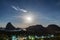 Beautiful  Samet Nangshe Viewpoint with Andaman sea in Phang Nga Bay at night with moon, near Phuket, Thailand in travel trip