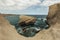Beautiful sandstone rocks on coastline of sea