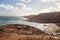 Beautiful sandy beach at Pot Alley in Kalbarri National Park in Australia viewed from Eagle Gorge Lookout