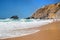 Beautiful sandy beach in Praia da Adraga, Portugal.