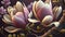 Beautiful saucer magnolia leaves flowers AI Generated