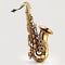 Beautiful saxophone isolated on white close-up.