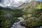 Beautiful Scandinavian landscape, mountains and a lake on the Vesteralen archipelago in Norway