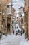 The beautiful Scanno covered in snow during winter season. Abruzzo, central Italy.