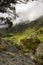 Beautiful scene of colombian andean countryside with cloudy forest mountains