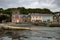 Beautiful scene of colorful houses on the shore of the sea of Strangford in Northern Ireland