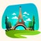 beautiful scene with landmarks in travel journey on holidays vacation summer tour concept