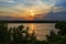 Beautiful scene with the Mississippi river at sunset near the city of Vicksburg in the State of Mississippi