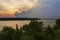 Beautiful scene with the Mississippi river at sunset near the city of Vicksburg in the State of Mississippi