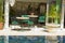 beautiful scene of swimming pool in a resort in Alacati, Cesme