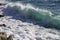 Beautiful scenery of crazy sea waves splashing in Varazze, Italy