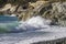 Beautiful scenery of crazy sea waves splashing in Varazze, Italy