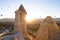 beautiful scenery flight of balloons in the mountains of Cappadocia in love valley