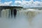 Beautiful scenery of Garganta del Diablo Devil`s Throat at Iguacu Iguazu falls on a border of Brazil and Argentina