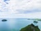 Beautiful scenery looking the islands from the mountain at Khao Lom Muak Thailand