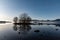 Beautiful scenery of mist and fog over the loch Lomond in Scotland