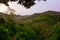 Beautiful scenery in the mountains. Hilly region of Bangladesh. The morning sky, the green magical mountains are arranged in