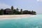 Beautiful scenery of palms sandy beach sea lagoon background wallpaper of Maldives island