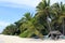 Beautiful scenery of palms sandy beach sea lagoon background wallpaper of Maldives island