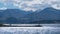 Beautiful scenery of Pangong Tso lake with  blue sky  white clouds in China side