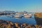 Beautiful scenery panoramic view of harbor port of Hofn town Iceland