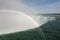 Beautiful scenery of a rainbow over the Horseshoe Falls in Canada