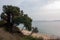 Beautiful scenery by the sea close to Ouranoupoli village, Chalkidiki, Greece, on a cloudy day