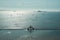 Beautiful scenery of sea water swimming pool at Plage du Bon Secours on late afternoon, St-Malo landmark, Brittany, France