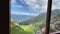 Beautiful scenery seen through window of cog railway at Alpnachstad, Switzerland
