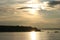 Beautiful scenery of the sunset reflecting on the sea at Elliot Bay, Seattle, Washington