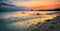 beautiful scenery in sunset with view on blackrock at Galway bay, Ireland