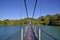 The beautiful scenery of the suspension bridge of the reservoir