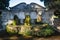 Beautiful scenery of the Three-headed fountain in Lourmarin, Provence, France