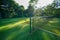 Beautiful scenery View of artificial grass tennis court