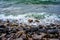 Beautiful scenery of the waves of the river flowing over the rocks - great for a cool background