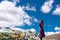 The Beautiful Scenery: Woman and Prayer Flags