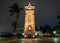 Beautiful scenic front view of Haikou bell tower illuminated at night Haikou Hainan China